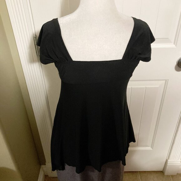 HALEY KELLY FASHION Black waterfall hem top w/ clear rhinestones ~ MEDIUM LARGE - Picture 14 of 14